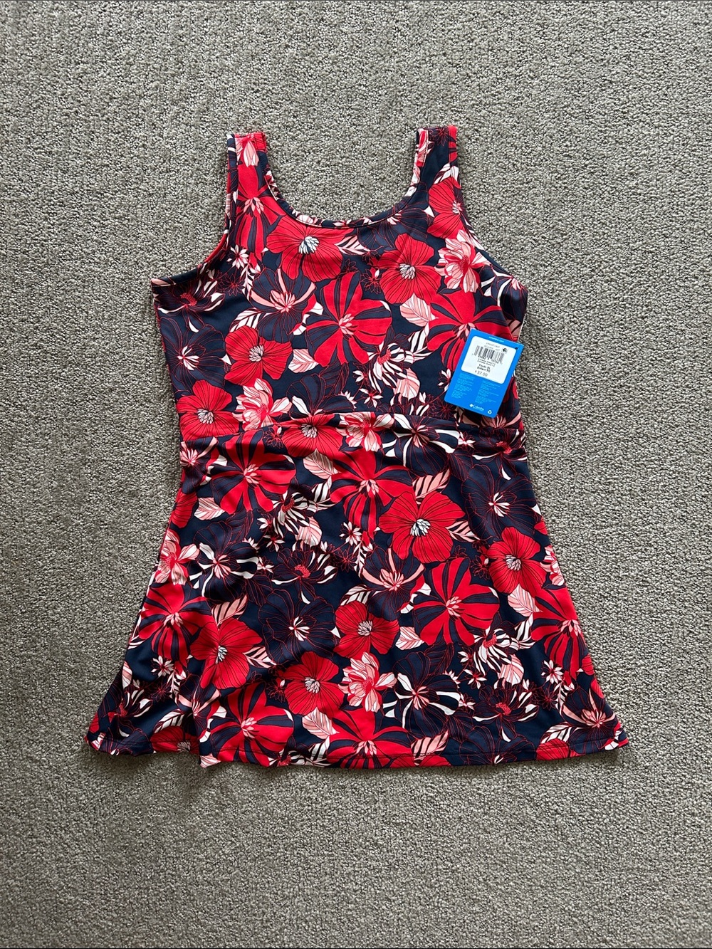 Columbia Girls Red Navy Floral Tank Dress
